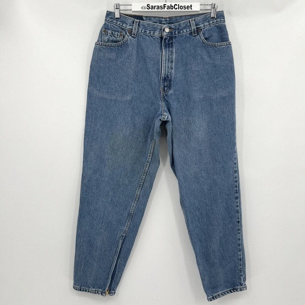 Vintage Levi's 550 Jeans Size 32/12 Relaxed Fit Tapered Leg Denim 00s Ankle Zip